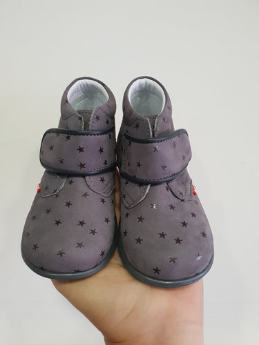 Emel Single Velcro Casual Shoes - grey with stars