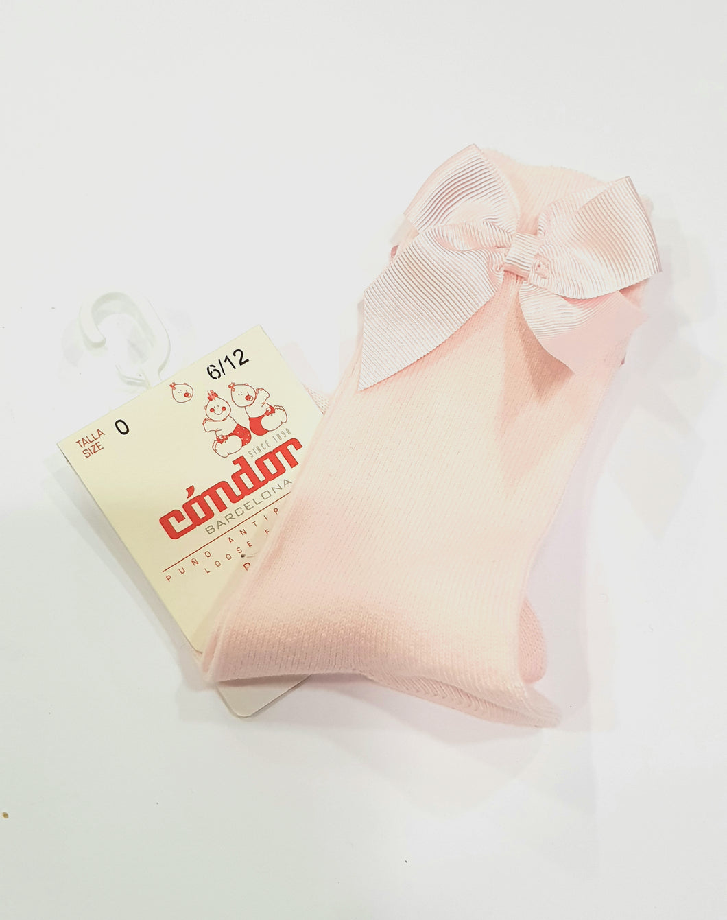 Condor Knee High Socks with Grossgrain Bow - Light Pink (colour code:500)
