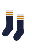 Old school socks - navy with mustard yellow