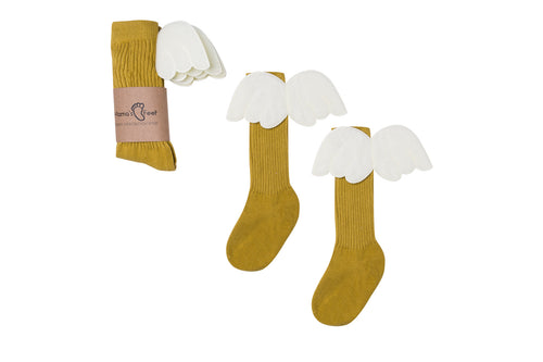 Mama's Feet Mustard Angels - Knee-high socks with wings (Mustard)
