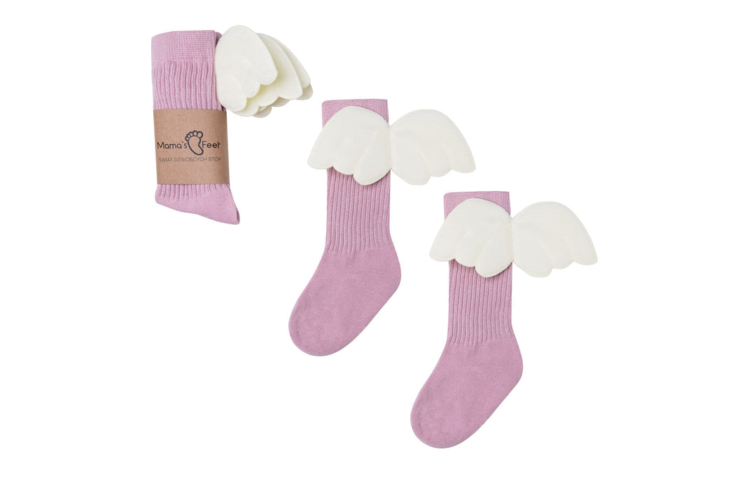 Mama's Feet Pink Angels - Knee-high socks with wings (Pink)
