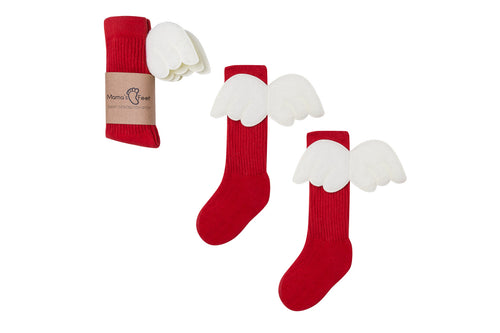 Mama's Feet Red Angels - Knee-high socks with wings (Red)