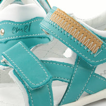 Emel Blue Leather Double Velcro Sandals
