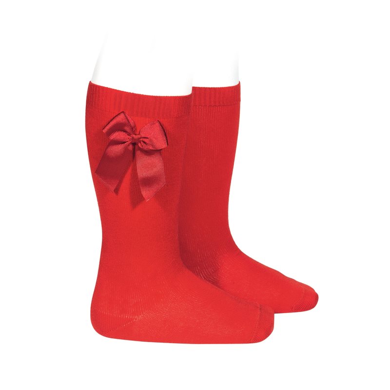 Condor Knee High Socks with Grossgrain Bow - Red